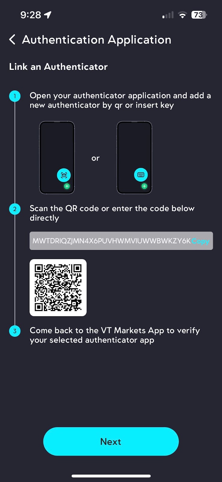How do I bind a security authenticator (2FA) via the VT Markets App ...